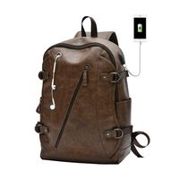 Fashion Leather Backpack, S.Charma Men's Travel Laptop Backpack Casual Bookbag