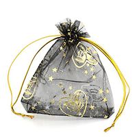 Housweety Organza Wedding Gift Pouches Bags 9.5cm X11.5cm(3 7/8"x4 4/8") (Black), 50pcs