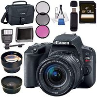Canon EOS Rebel SL2 DSLR Camera with 18-55mm Lens (Black) 2249C002 + 128GB SDXC Card + Universal Slave Flash Unit + Canon 100ES EOS Shoulder Bag + Card Reader + Memory Card Wallet Bundle