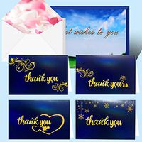 24 Thank-You Cards with envelopes-Designed in high-Grade, Sedate Dark Blue and Bronze-are Suitable for Weddings, Baby Full Moons, Student Graduation, Business, Anniversaries and Any Occasion.