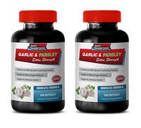 Blood Pressure Support Supplement - Garlic & Parsley - Supports Immune System - Garlic Pills odorless - 2 Bottles 200 Softgels
