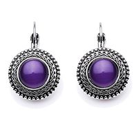 Meolin Vintage Long Earrings Carved Boho Big Drop Earrings Hippie Earrings,Purple,2.51.8cm