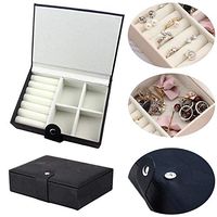 Xmasir Black 1 Layer Jewelry Display Storage Case with Lock,Mini Travel Case Jewelry Box Organizer Gift