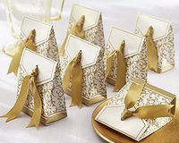 Gold Ribbon Wedding Favor Boxes 