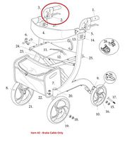 Brake Cable Only for"Tall" Drive RTL10266 Nitro Rollator Walker - 1026632-T