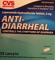 CVS Anti-Diarrheal Caplets, 2 mg, 12 Tablets (Pack of 2)