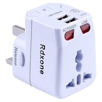 Travel Adapter,Rdxone Universal Plug Adapter with 2 USB for Europe, Italy, Ireland, UK, AU, Asia, Over 150 Countries -with Spare Fuse