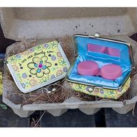 Natural Life Yellow Flower Fabric Contact Lens Case "I Can See Clearly Now" with Mirror