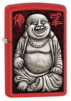 Zippo Lighter: Laughing Buddha - Red Matte 80439