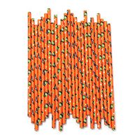 shlutesoy 25Pcs Halloween Bat Star Boy Head Print Disposable Paper Straws Funny Party Decor 25PCS