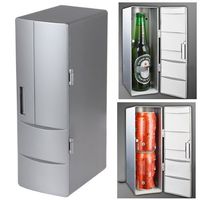 USB Fridge Cooler & Warmer, HQF Mini USB-Powered Beverage Drink Cans Cooler/Warmer Refrigerator [Keep Warm and Cold] for PC Laptop Car Home office (Silver, Medium)