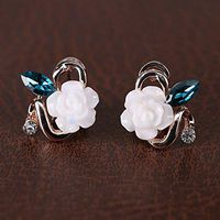Crystal Rhinestone Rose Earrings Ear Stud Ear Jewelry For Girls Miss Gift