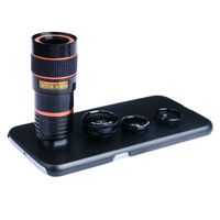 Apexel 4 in 1 Cell Phone Camera Lens Kits Fisheye Lens+Wide Angle Lens+ Macro Lens+8X Telephoto Lens with Back Cover Case for Samsung Galaxy S6 Black