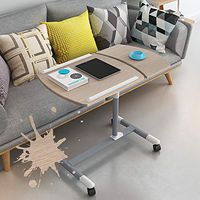 DNNAL Overbed Bedside Table Medical Adjustable Tilt Overbed Bedside Table with Wheels for Hospital and Home Use,Brown
