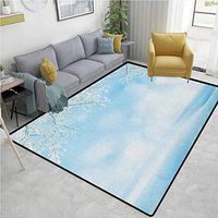 Winter Music Area Rug Kilim, Freezing Nature Snowy Landscape with Icy Tree Branches Hoarfrost Scenic Outdoors, Durable Rugs - Living, Dinning, Office, Rooms & Bedrrom, Hallway Carpet(6'x 9')