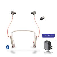 Plantronics Bluetooth Voyager 6200 UC Duo Headphone Neckband with Active Environmental Noise Canceling | Bonus AC Wall Charger Included (Sand)