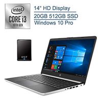 2020 HP 14" Business Laptop Computer/ 10th Gen Intel Core i3 1005G1 Up to 3.4GHz (beat i5-7200u)/ 20GB DDR4 RAM/ 512GB SSD/ 802.11ac WiFi/ Type-C/ Windows 10 Pro + EST 500GB External Hard Drive Bundle