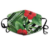 NiYoung Tropical Palm Leaves Hibiscus Anti-Dust Earloop Face Ma.sk for Women Men, Pollen Running Climbing Half Face Mouth Ma.sk - Elastic Band Anti-Allergies Mouth-Muffle