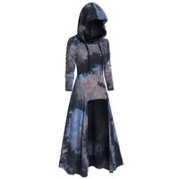 Womens Gothic Punk Asymmetric Hem Long Sleeve Loose Hoodies Dress Cloak Costumes Vintage High Low Sweatshirts Tunic Tops (Gray-Plus Size Vintage Cloak, 2XL)