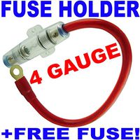 in LINE Fuse Holder W 4 Gauge + RED Power Wire Free AMP AGU Fuse