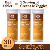 Amazing Grass Effervescent Tablets, Green Superfood Detox Water Flavoring Tablet, Antioxidant Supplement and Anti Inflammatory Support with One Serving of Greens, Orange Turmeric Flavor, 30 Count