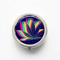RhyNSky Marijuana Leaf Weed Mini Portable Pocket Purse Pill Box Case Pillbox, 3 Compartments, Silvery, 283