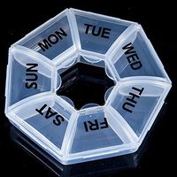Weekly 7-Sided Pill Planner, Round Pill Box Medicine Tablet Case Container Storage Holder for Medicine Travel White Case Weekly Holder(8.5 * 2.5cm,Picture)