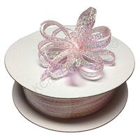 1/8" Light Pink 50 Yards Organza Nylon Iridescent Center with String Pull up Ribbon Bow