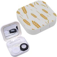 Portable Contact Lens Case Box Travel Kit Mirror + Bottle + Tweezers Container Holder [ Wheat Grain Harvest Ears ]