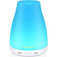 URPOWER 2nd Version Essential Oil Diffuser Aroma Essential Oil Cool Mist Humidifier with Adjustable Mist Mode,Waterless Auto Shut-Off and 7 Color LED Lights Changing for Home (White)