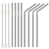 CYLAPEX 8 PCS Reusable Stainless Steel Straws for Yeti Tumbler 20 OZ and 30 OZ or Other More Brand Ramblers Drinking Cups, 10.55inch Extra Long Metal Straws (4 Straight+4 Bent+3 Cleaning Brushes)