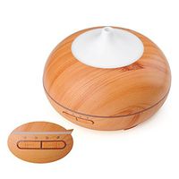 Small Sci 7 Colorful Light Essential Oil Diffuser 300ML Wood Grain Aroma Mist Humidifier Waterless Auto Shut-off for Spa Home Office (Yellow)