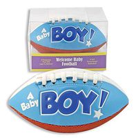 "IT'S A BOY" FOOTBALL -BIRTH ANNOUNCEMENT/Keepsake/GIFT/BLUE - INCLUDES DISPLAY BOX/Shower/CHRISTENING/NEW BABY GIFT 5" INCLUDES Plastic DISPLAY Box