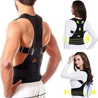 Adjustable Back Posture Corrector Magnetic Therapy Brace Shoulder Support Belt No Slouching,Black,XL