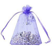 Housweety 25PCs 9cm x12cm Purple Butterfly Organza Gift Bags Wedding/Christmas Favor