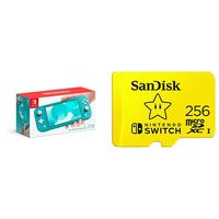 Nintendo Switch Lite - Turquoise with SanDisk 256GB MicroSDXC UHS-I Card for Nintendo Switch