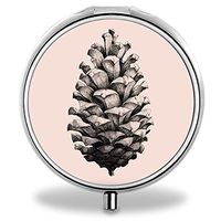 Pine Nut Pill Case, Round Stainless Drug Organizer Container Medicine Cover for Pocket Daily&Weekly