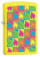 Zippo Boxed Flames Pocket Lighter, Neon Yellow
