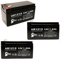 3X Pack - Revco Scientific Freezer Backup Alarm Battery - Replacement UB1213 Universal Sealed Lead Acid Battery (12V, 1.3Ah, 1300mAh, F1 Terminal, AGM, SLA) - Includes 6 F1 to F2 Terminal Adapters