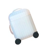 BONTOUJOUR AirPods Case, Creative Suitcase Shape Stripe Surface Silicone Case Cover Protective Skin for Apple AirPods-Half clear