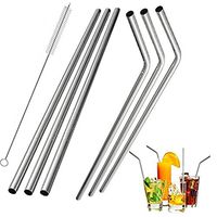 HP95 Set Of 3 Stainless Steel Drinking Straw 10.5 Inch Metal Straws Set For 20/30oz Tumbler Coffee Mug Straws,3 Straight & 3 Bent with A Free Cleaning Brushes