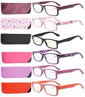 Eyekepper 6-Pack Spring Hinges Patterned Rectangular Reading Glasses Include Computer Readers Women +1.5