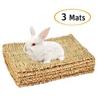 Cloud-X 3 Pack Rabbit Bunny Mat, Natural Straw Woven Grass Bed Mat Chew Toy Bed for Small Animal Like Guinea Pig Parrot Rabbit Bunny Hamster