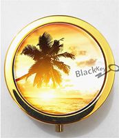 BlackKey Palm Trees Tropical Beach Ocean Breeze with Sun - Summer 3-Compartment Decorative Pocket Gift Box Case Organizer for Pill, Color 2 -106