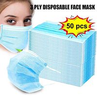 50 Pcs Professional 3 Ply Protection Disposable Face Shield Medical Mouth Cover with Earloop, Polypropylene Ma sk for Personal Health