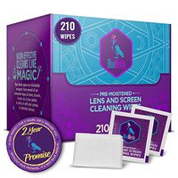 Blue Merlin Lens Wipes | Pre Moistened Glasses Wipes Also for Phone Screen and Camera Lenses | Perfectly Saturated | Eyeglass Cleaner | 210 Travel Lens Wipes | Safe for Coated Lens Cleaning