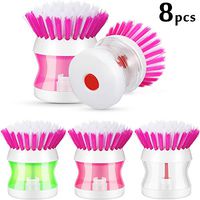 Set of 8 Soap Dispensing Palm Scrub Brush Kitchen Wash Tool for Dishing Pot Pan Sink Cleaning Bathroom Cleaning Multi-Colored Cleaning Scrubber