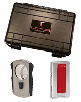 Ambassador Colussus 80 Ring Gauge Cutter Gift Set Red Lighter 5 Count Travel Humidor in an Attractive Gift Box Warranty