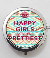 BlackKey Happy Girls Are The Prettiest 3-Compartment Decorative Pocket Gift Box Case Organizer for Pill, Color 1 -1494