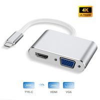 ELUTENG USBC to HDMI Adapter, Type C to HDMI VGA Adapter Thunderbolt 3 to HDMI 4K Support HDMI VGA Simultaneously Multiport Video Converter Compatible with MacBook Pro